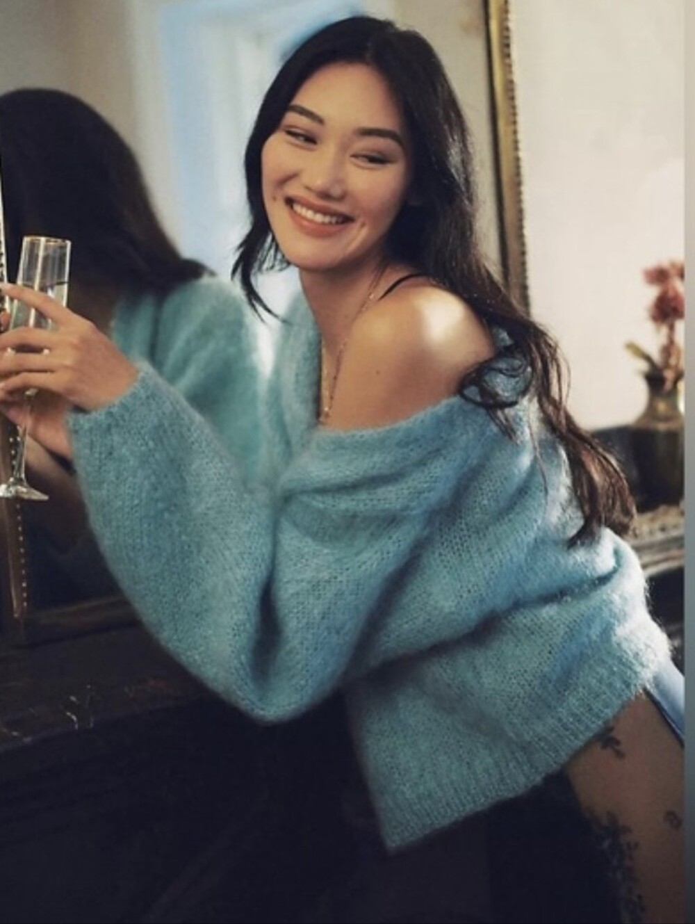 NWT Anthropologie Hazel Fuzzy Cardigan Sweater Blue Size Small